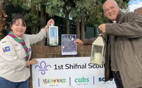 Michelle Gough of Shifnal Scouts and Rev Chris Thorpe of St Andrew's Church