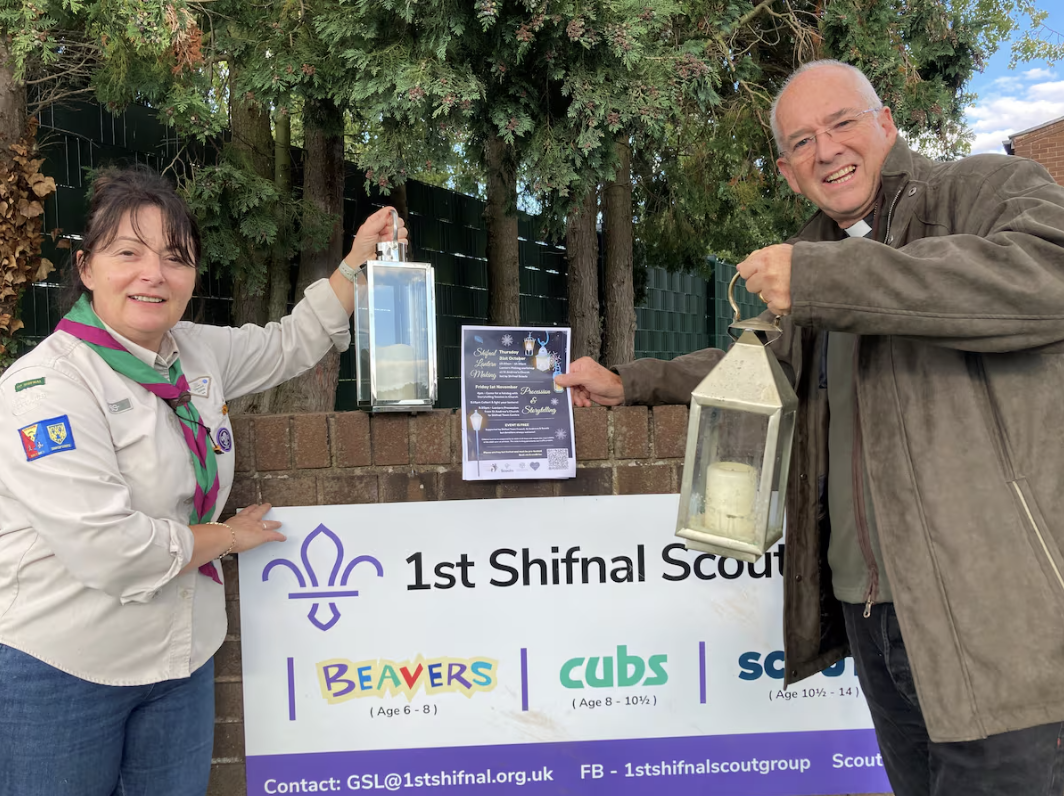 Michelle Gough of Shifnal Scouts and Rev Chris Thorpe of St Andrew's Church